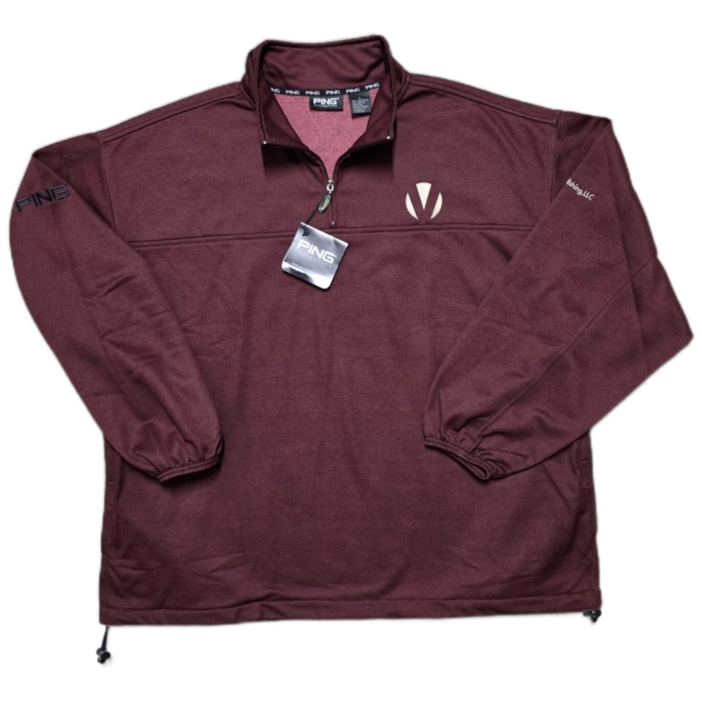 NEW PING 1/4 Zip Pullover Mens L Heathered Wine Golf Jacket‎ Teflon Protector